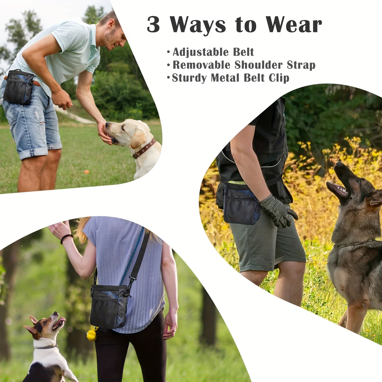 Portable Dog Treat Training Pouch – Hands-Free Pet Walking Bag with Built-In Poop Bag Dispenser