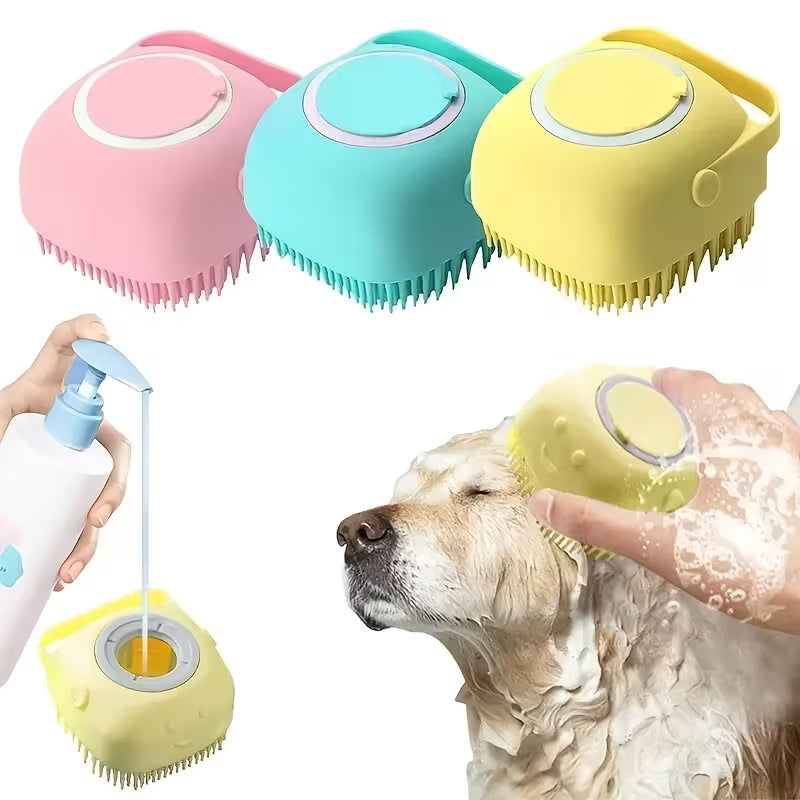 Rubber Pet Bath Brush – Gentle, Deep-Cleaning & Shed-Reducing.