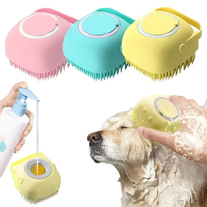 Rubber Pet Bath Brush – Gentle, Deep-Cleaning & Shed-Reducing.