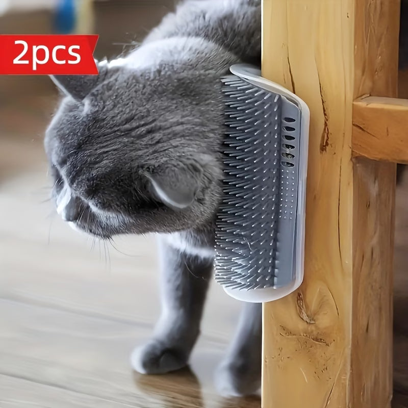 2PCS Cat Self-Grooming Corner Brush – Massage & Fur Remover