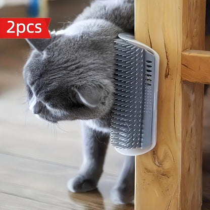 2PCS Cat Self-Grooming Corner Brush – Massage & Fur Remover