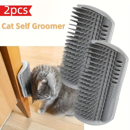 2PCS Cat Self-Grooming Corner Brush – Massage & Fur Remover