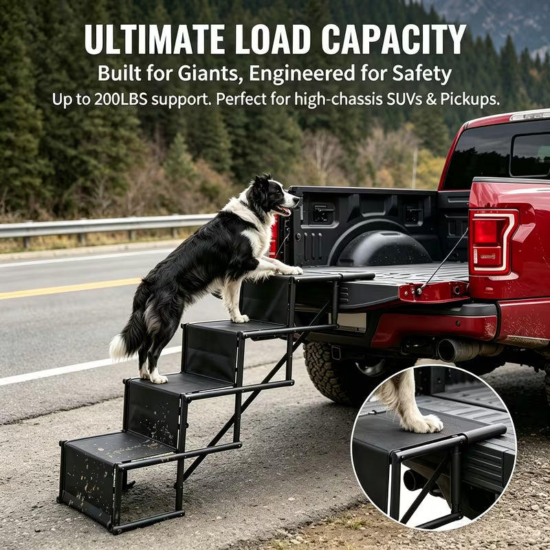 Foldable Pet Car Stairs – 4-Step Non-Slip Ramp for Easy Access