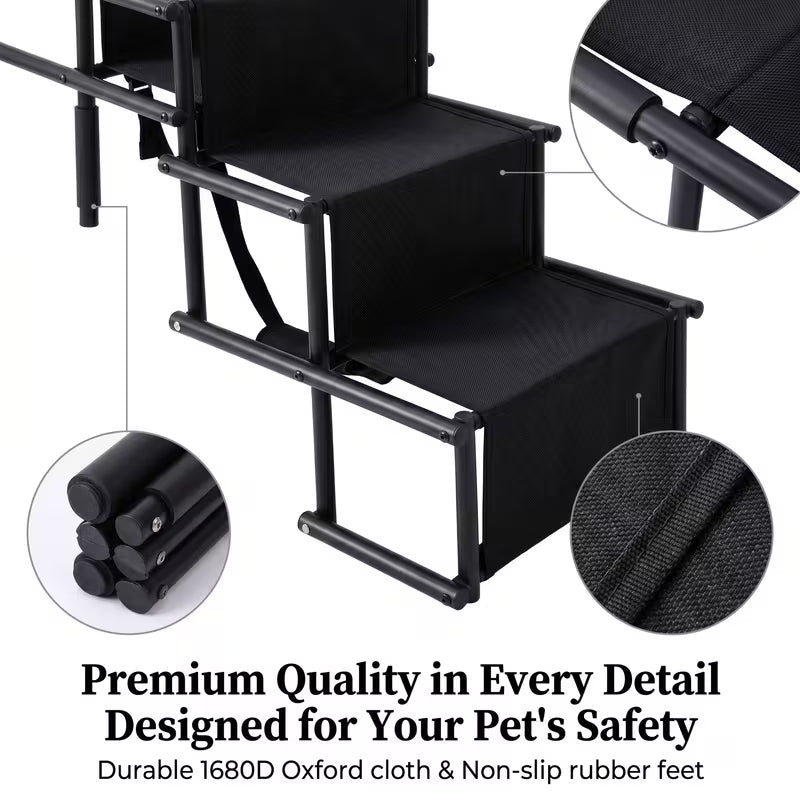 Foldable Pet Car Stairs – 4-Step Non-Slip Ramp for Easy Access