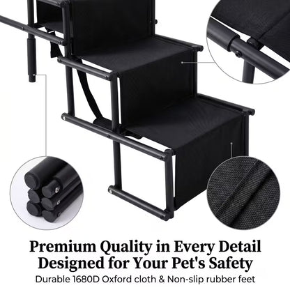 Foldable Pet Car Stairs – 4-Step Non-Slip Ramp for Easy Access
