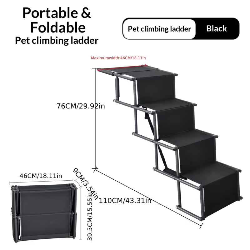 Foldable Pet Car Stairs – 4-Step Non-Slip Ramp for Easy Access