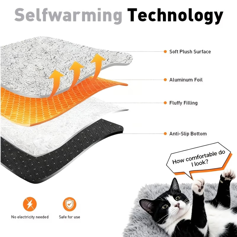 Self-Warming Pet Bed Mat – Ultra-Cozy Winter Comfort for Cats & Dogs (Non-Slip & Washable)