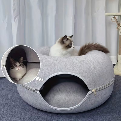3-in-1 Cat Tunnel Bed – Cosy Hideout, Play & Scratch Lounge