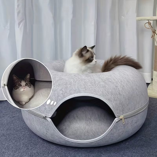 3-in-1 Cat Tunnel Bed – Cosy Hideout, Play & Scratch Lounge