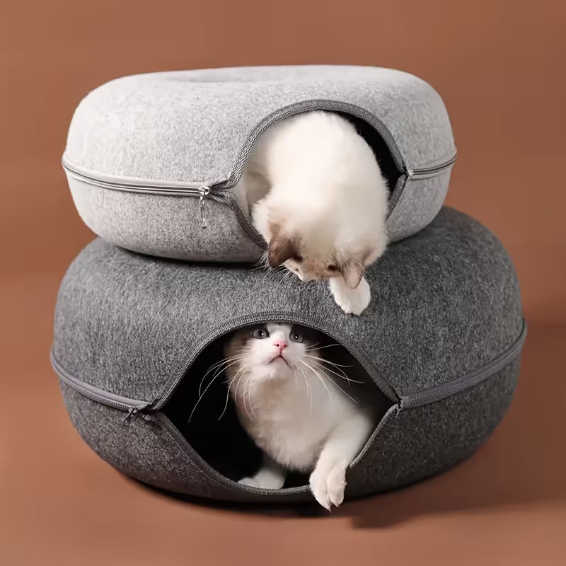 3-in-1 Cat Tunnel Bed – Cosy Hideout, Play & Scratch Lounge