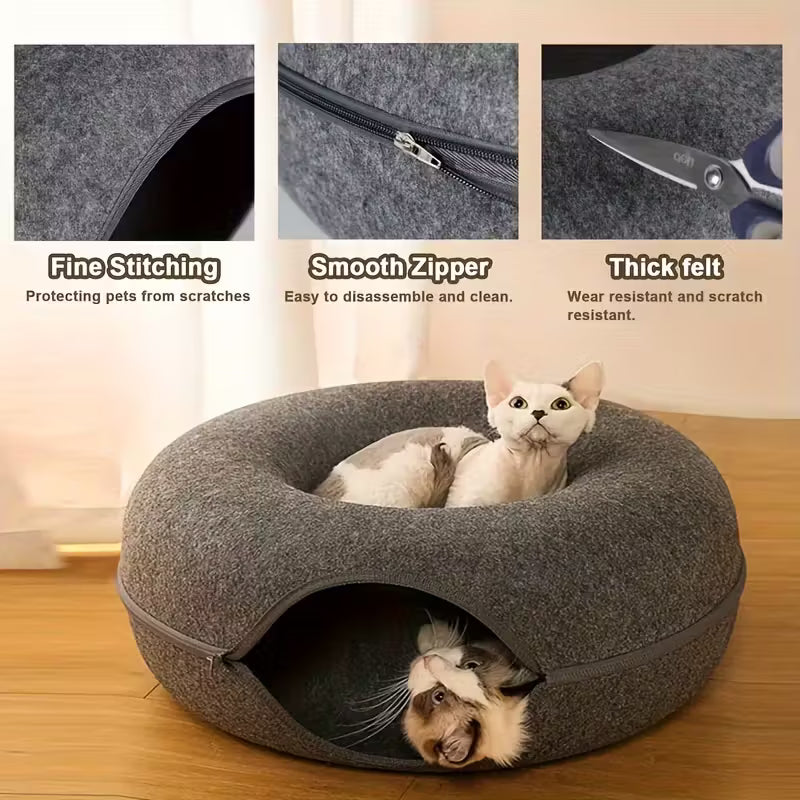 3-in-1 Cat Tunnel Bed – Cosy Hideout, Play & Scratch Lounge
