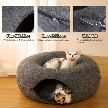 3-in-1 Cat Tunnel Bed – Cosy Hideout, Play & Scratch Lounge