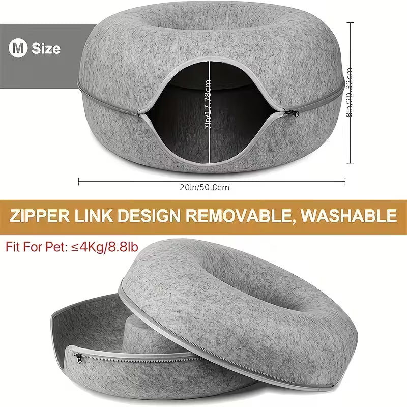 3-in-1 Cat Tunnel Bed – Cosy Hideout, Play & Scratch Lounge