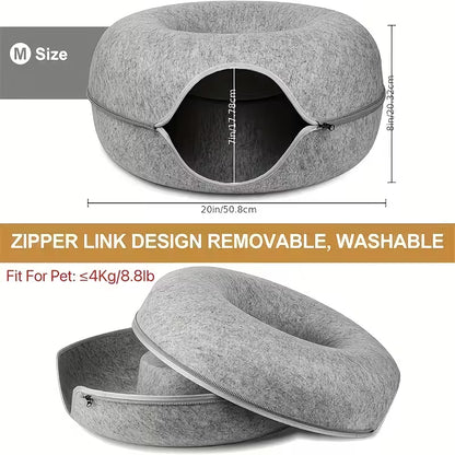 3-in-1 Cat Tunnel Bed – Cosy Hideout, Play & Scratch Lounge