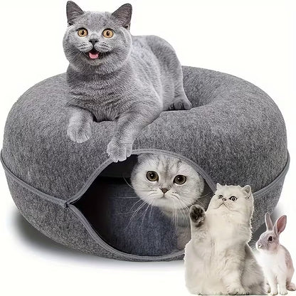 3-in-1 Cat Tunnel Bed – Cosy Hideout, Play & Scratch Lounge