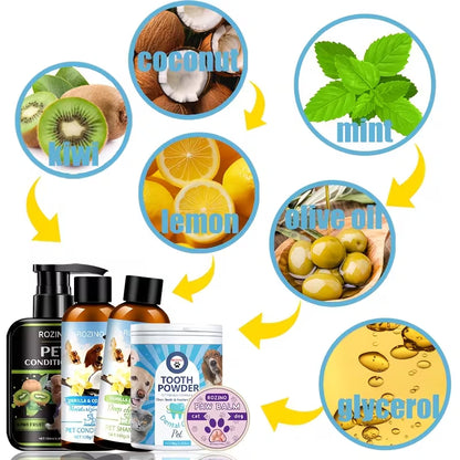 5pcs ROZINO All-in-One Pet Grooming & Care Kit for Dogs and Cats