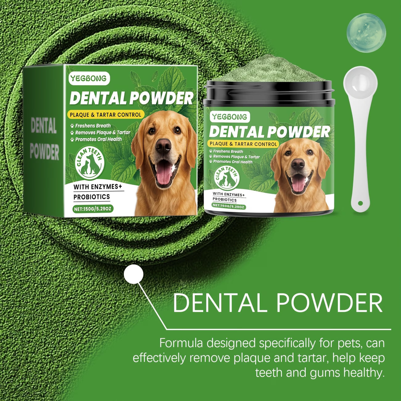 Premium Dog Dental Cleaning Powder – Fresh Breath & Plaque Care
