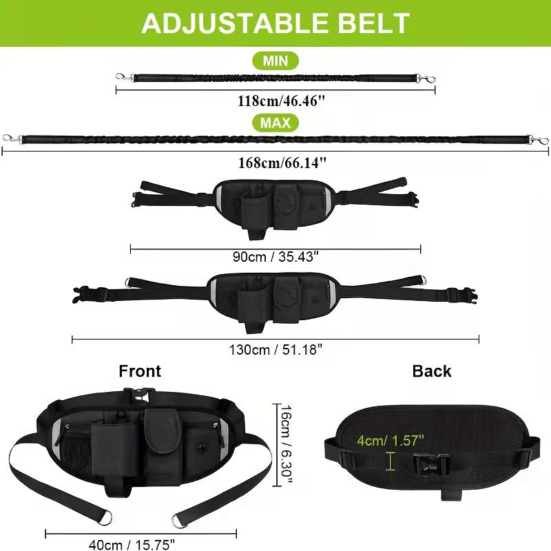 Hands-Free Double Dog Walking Belt – Adjustable Leash & Waist Bag