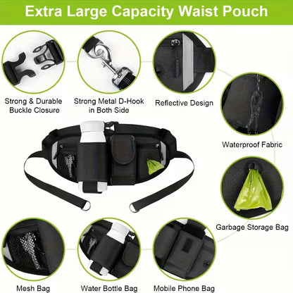 Hands-Free Double Dog Walking Belt – Adjustable Leash & Waist Bag