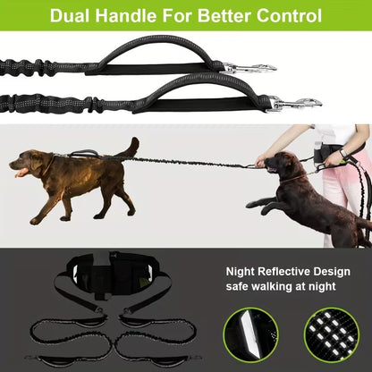 Hands-Free Double Dog Walking Belt – Adjustable Leash & Waist Bag
