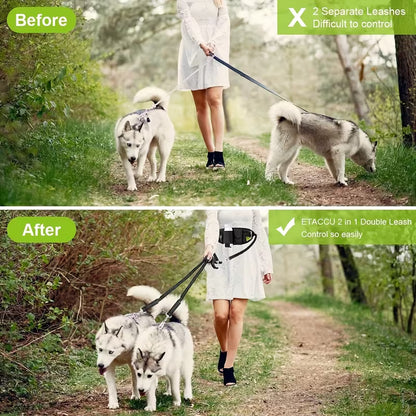 Hands-Free Double Dog Walking Belt – Adjustable Leash & Waist Bag