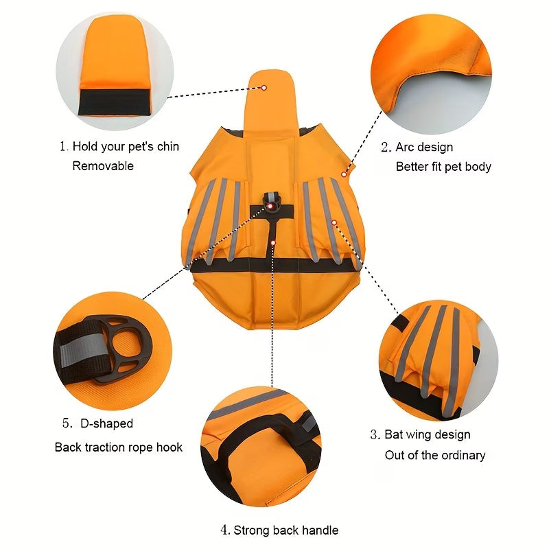 PetParent™ SafeSwim Dog Life Jacket – Buoyancy Vest with Rescue Handle