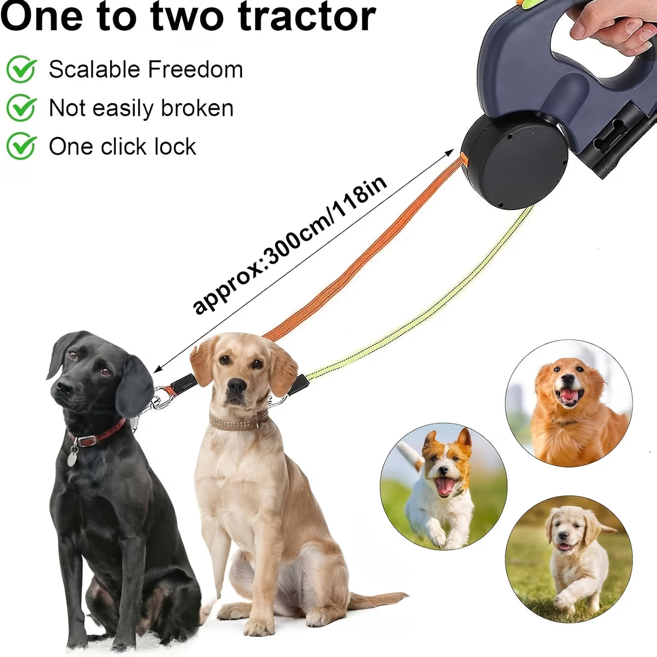 3m LED Retractable Dog Leash