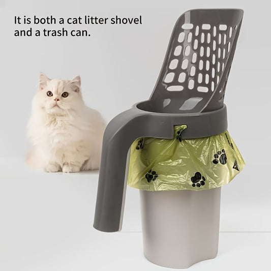 2-in-1 Cat Litter Scoop & Waste Bag Dispenser + FREE Plastic Bags