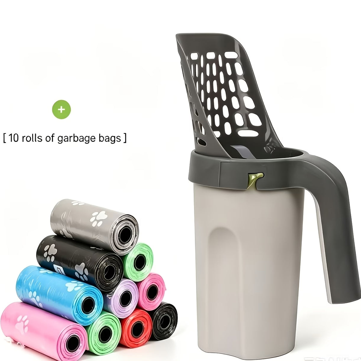 2-in-1 Cat Litter Scoop & Waste Bag Dispenser + FREE Plastic Bags