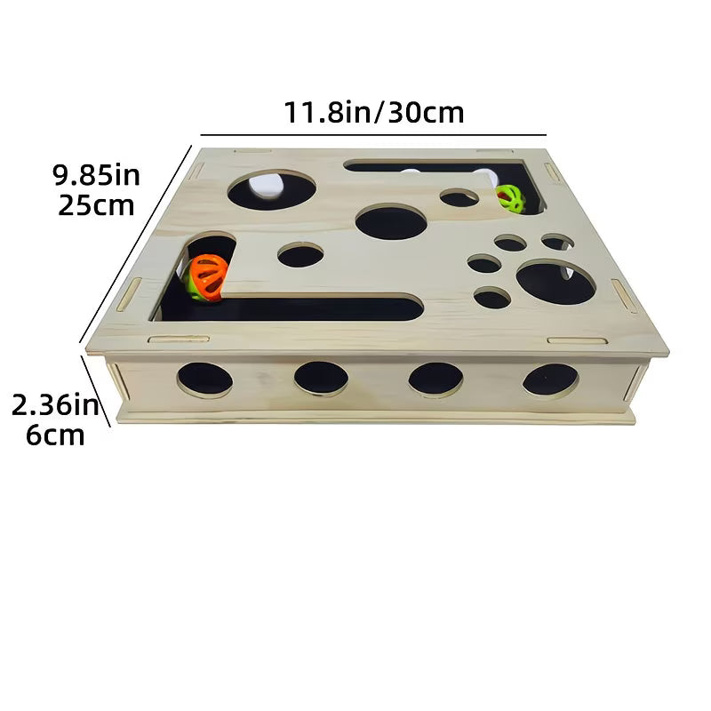 Cat Scratching Post with Nail File - 3-in-1 Interactive Wooden Toy & Treat Box