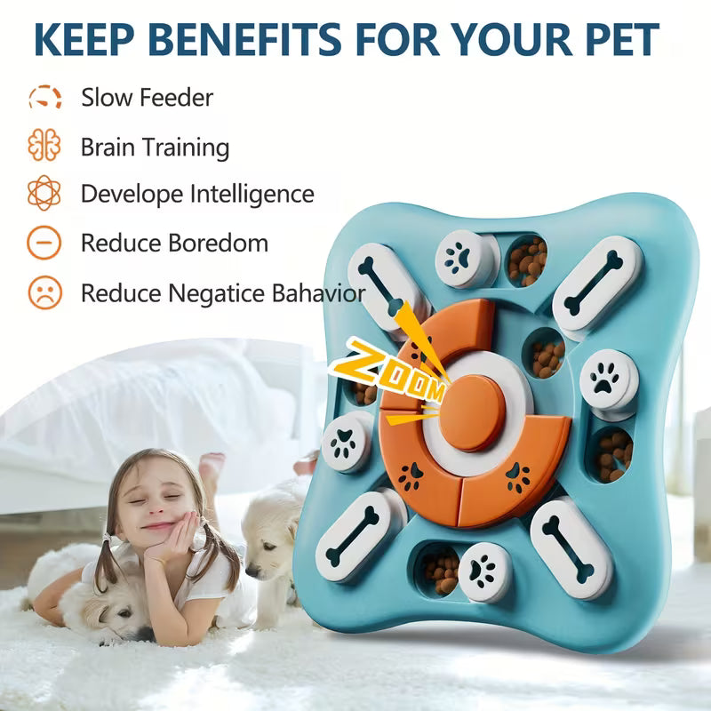 Interactive Dog Puzzle Toy – Treat-Dispensing IQ Training Game