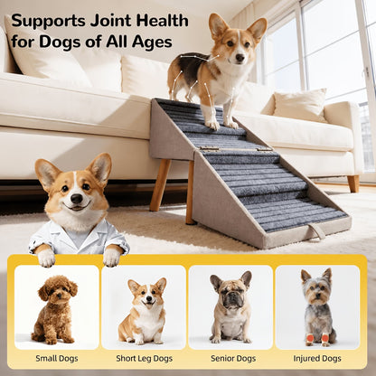 Luxury 2-in-1 Dog Stairs & Storage Ottoman – Safe Pet Ramp for Beds & Sofas