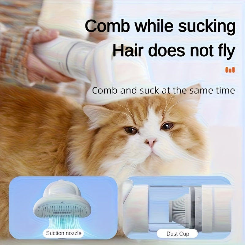 2-in-1 Pet Grooming Vacuum Brush – Mess-Free Fur Removal at Home