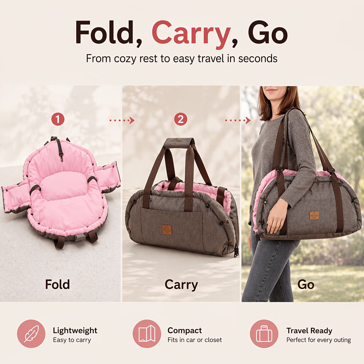 2-in-1 Portable Pet Travel Bag & Comfort Mat